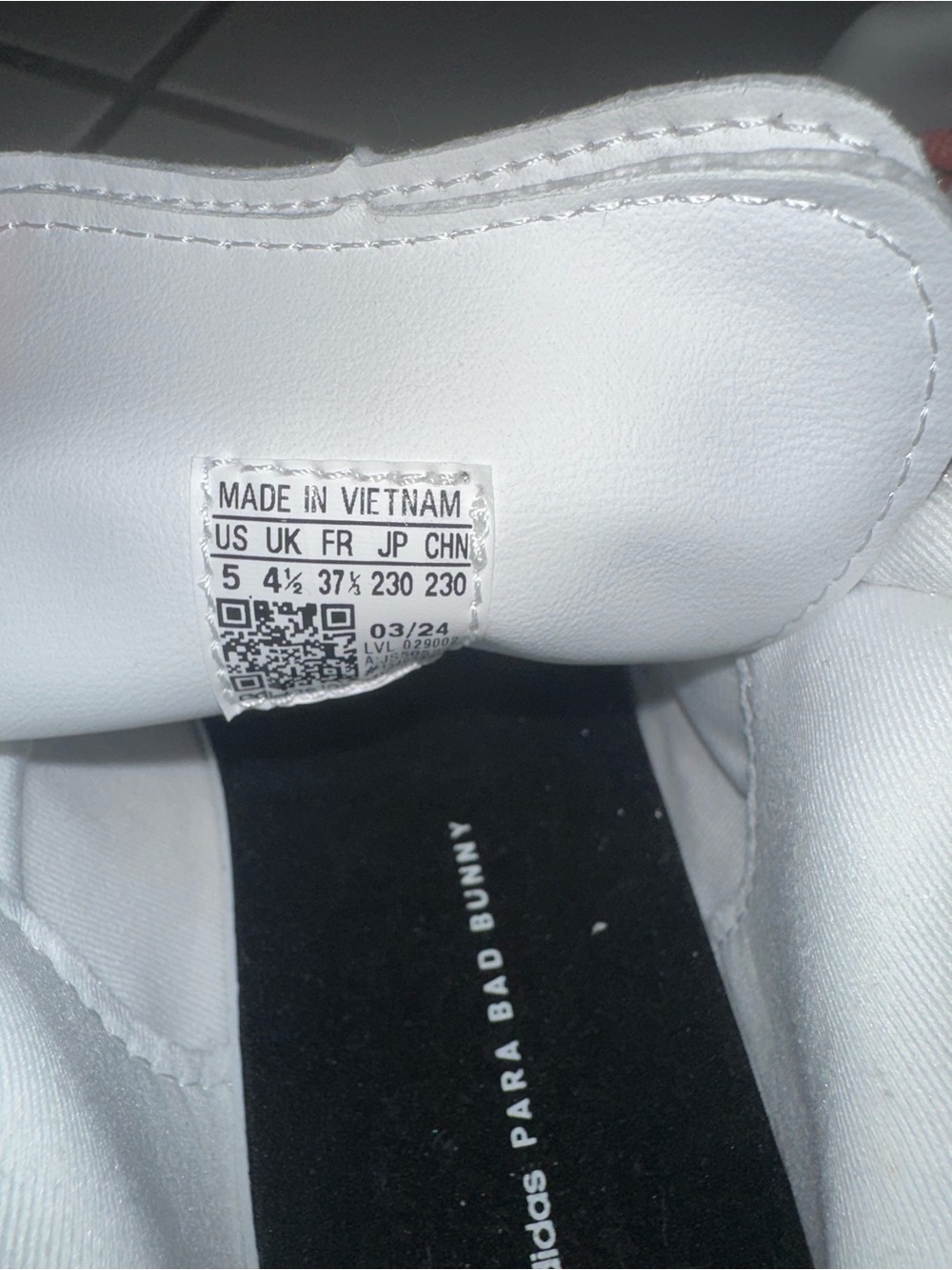 adidas Pink and White Classic Low-Top Sneakers (Bad Bunny Edition) - Picture 6 of 6